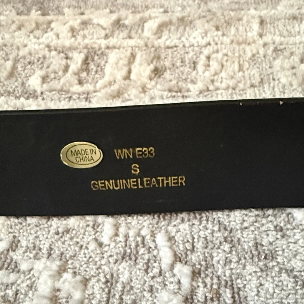 Elegant Black Leather Embellished Belt